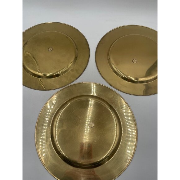 Solid Brass Plates Trio India  Vintage Dining Decor & Collectibles - Picture 5 of 5